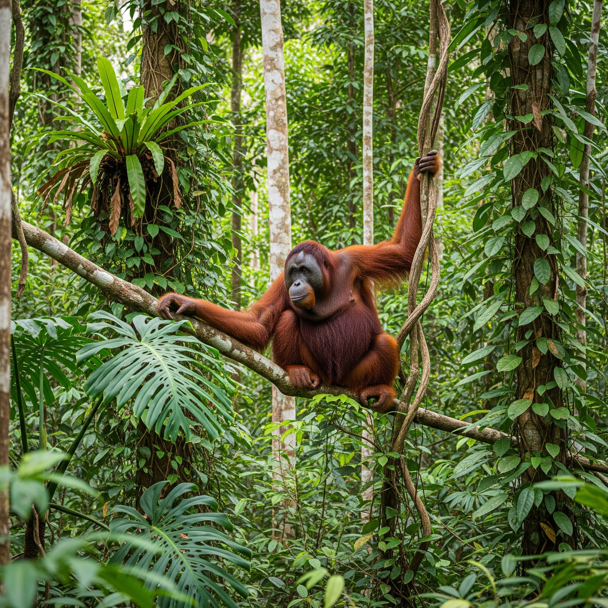 A Bornean Orangutan in its habitat